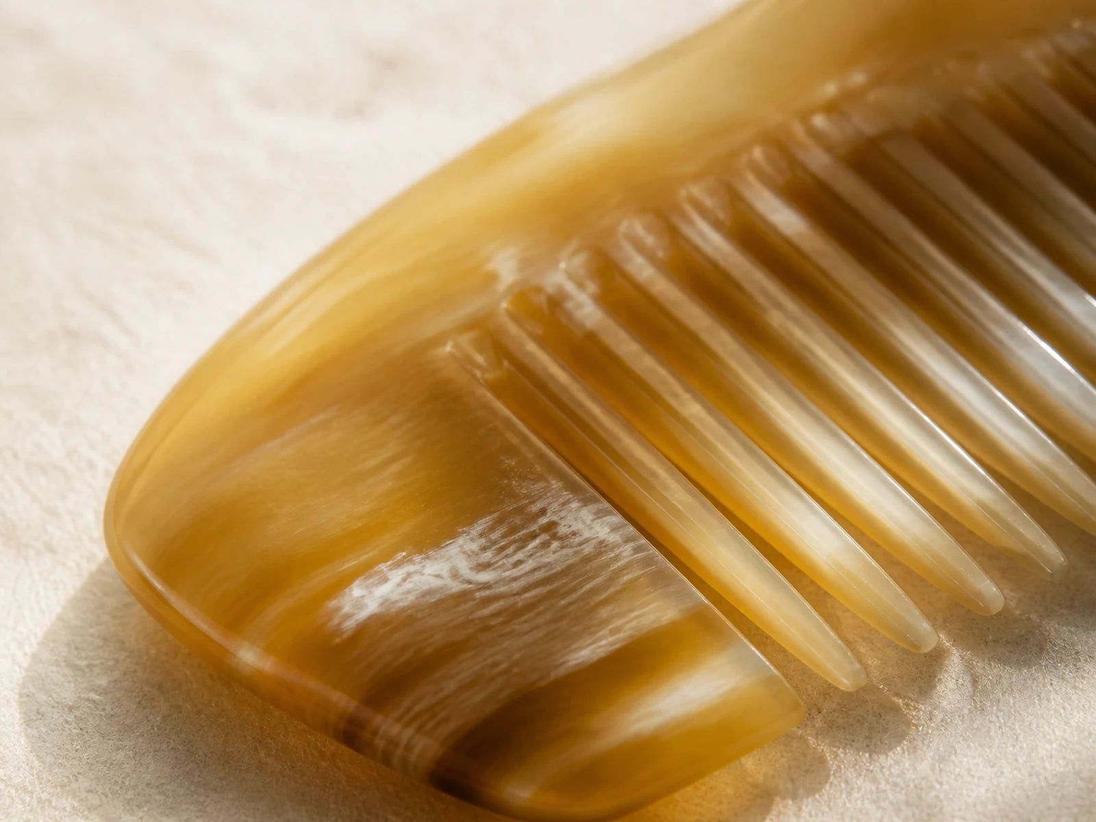 Close detail of natural horn grain and translucency
