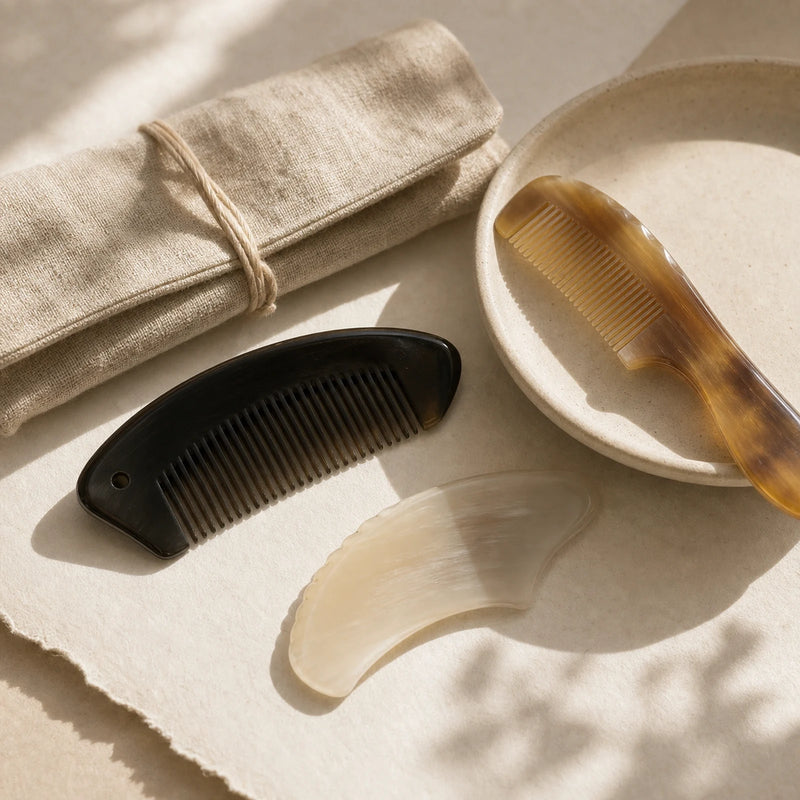 Linen pouch and natural hair care objects