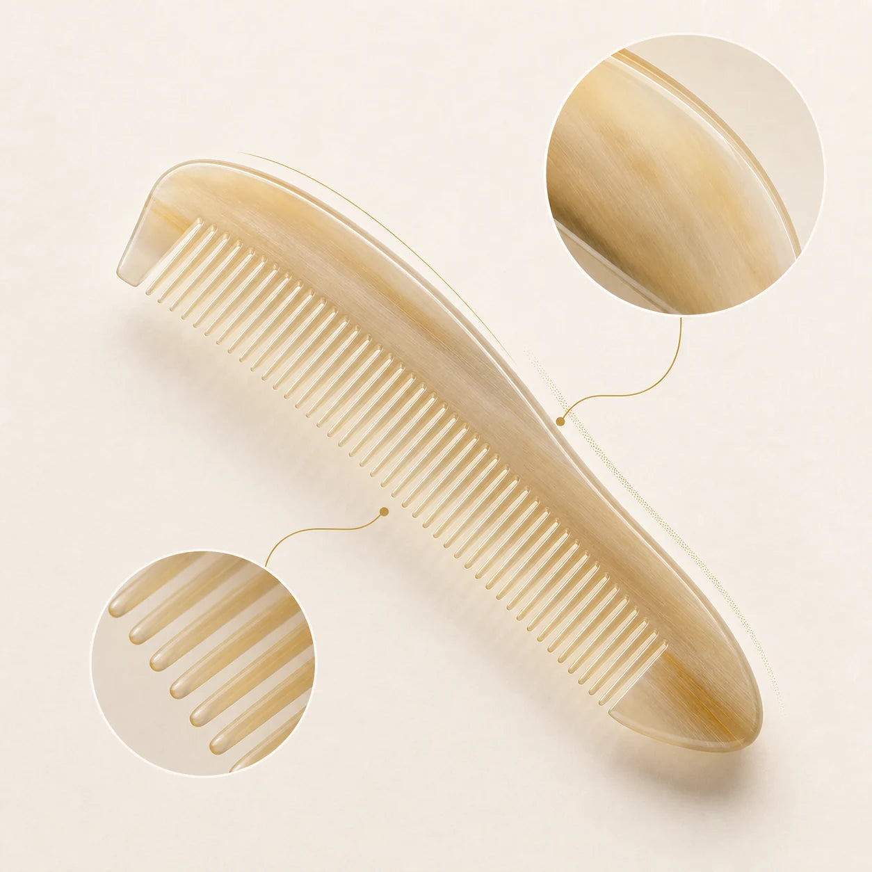 COZUY translucent sheep horn pocket comb with fine teeth and a broad smooth curved back for gua sha detail image 1